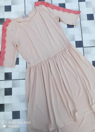 Красива сукня кольору пудри, плаття з мереживом, нежное платье3 фото