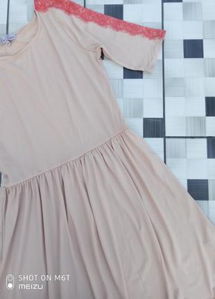 Красива сукня кольору пудри, плаття з мереживом, нежное платье4 фото