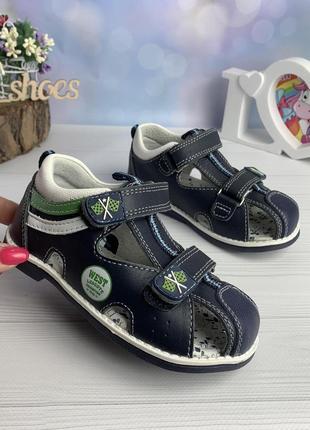 26-31р новые ортопедические кожаные сандалии босоножки на мальчика закрытые