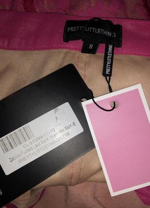 Розовая мини юбка кружевная ажурная ткань5 фото