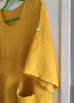 Продам італ. сукню  100% льон puro lino колір сонячний вільний розмір від 46 56 вхід4 фото