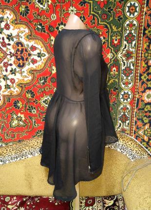 Нарядная лёгкая шифоновая блуза  с декоративными молниями и асимметричной баской6 фото