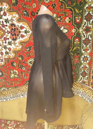 Нарядная лёгкая шифоновая блуза  с декоративными молниями и асимметричной баской9 фото