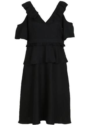 Boohoo чёрное платье большое батал новое с открытыми плечами оверсайз миди базовое4 фото