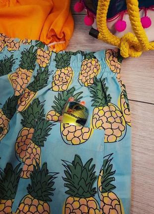 Круті літні шорти з ананасами, висока посадка, нові принт zara4 фото