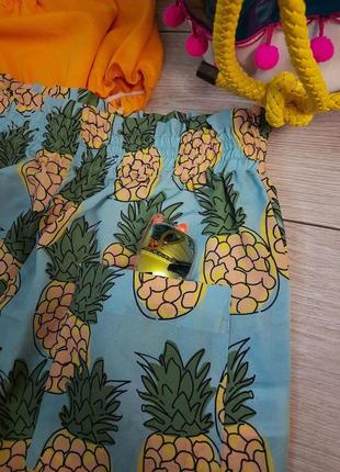 Круті літні шорти з ананасами, висока посадка, нові принт zara5 фото