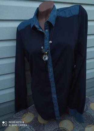 Сорочка з джинсовими вставками