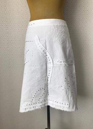 Стильная не банальная белоснежная юбка от бренда stefanel (италия), размер ит 44, укр 46-483 фото