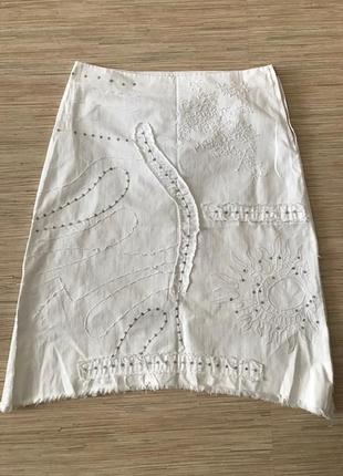 Стильная не банальная белоснежная юбка от бренда stefanel (италия), размер ит 44, укр 46-48