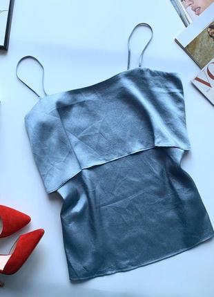 👚потрясающая голубая майка/голубая гладкая майка/майка тонкие бретели с отливом👚