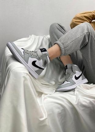 Мужские кроссовки nike jordan retro white gray,найк джордан ретро белый с серым унисекс