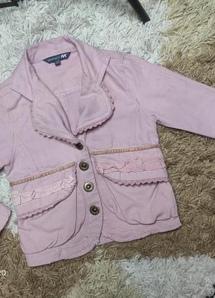 Котоновый пиджак пиджачок в нюдовом розовом цвете 3-4 года