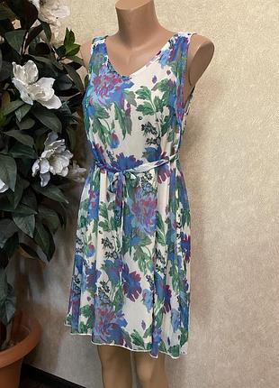 Яркое платье сарафан под пояс шифон