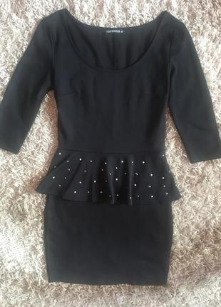 Чёрное платье с баской terranova2 фото