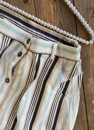 Фирменная стильная качественная натуральная юбка из льна в полоску4 фото