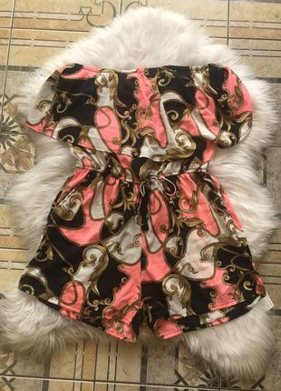 Яркий легкий комбинезон с шортами ромпер с карманчиками