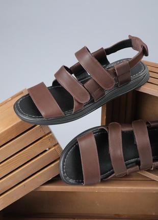 Летние коричневые мужские сандалии из натуральной кожи2 фото