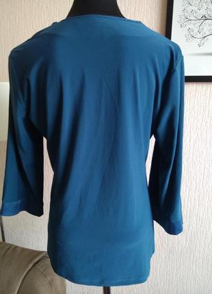Стильная блузка насыщенного сине-зеленого цвета3 фото