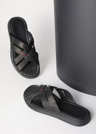 Черные мужские сандалии из натуральной кожи4 фото
