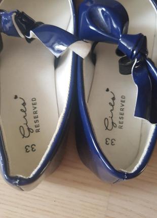 Новые синие нарядные лаковые туфельки балетки для школы или на каждый день.33размер2 фото