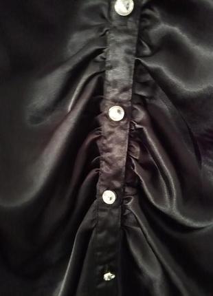 Блузка черная шёлковая,женская.2 фото