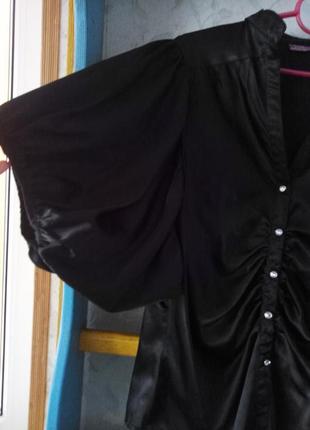 Блузка черная шёлковая,женская.8 фото