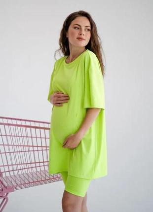 Футболка для вагітних з секретом для годування салатова (футболка для вагітних і годуючих)4 фото