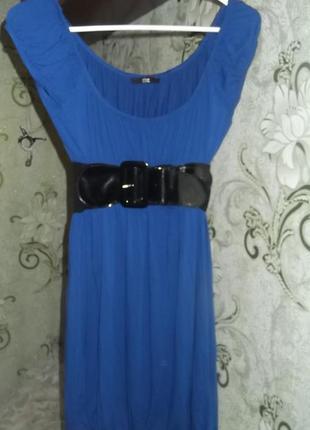 Платье синее с пояском2 фото