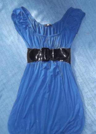 Сукня синє з пояском1 фото