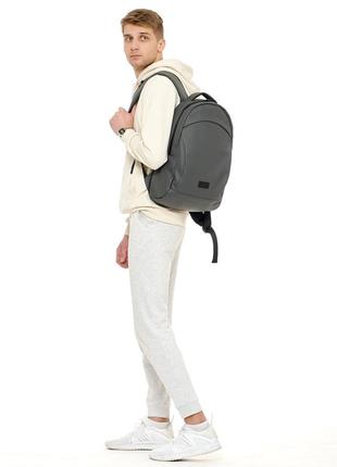 Качественный брендовый серый рюкзак мужской для путешествий7 фото
