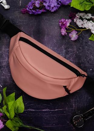 Функциональная стильная молодежная розовая поясная сумка бананка9 фото