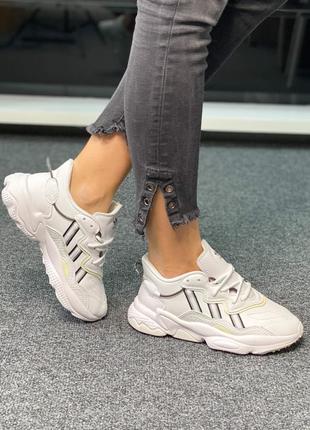 Чоловічі кросівки adidas ozweego white chameleon,кросівки адідас озвиго білий хамелеон на платформі