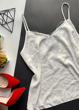👚отменная белая майка с переплётами/майка тонкие бретели с вырезом на спине на шнуровке👚