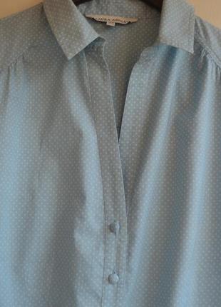 Натуральная рубашка laura ashley  голубая в мелкий горох