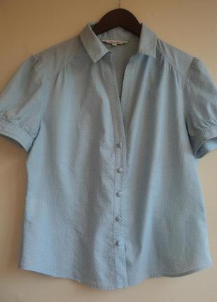 Натуральная рубашка laura ashley  голубая в мелкий горох2 фото