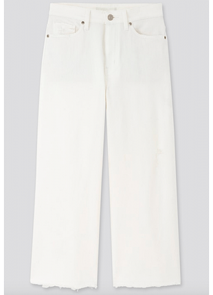 Широкi білі джинси з високою посадкою вiд uniqlo