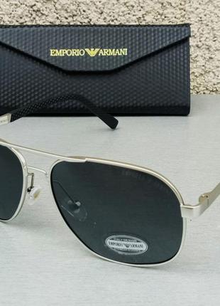 Emporio armani окуляри чоловічі чорні сонцезахисні в сріблястому металі1 фото