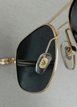Emporio armani окуляри чоловічі чорні сонцезахисні в золотий металевій оправі7 фото