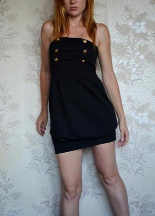 Черное короткое платье-бюстье1 фото
