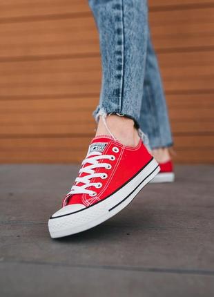 Converse red low жіночі низькі червоні літні кеди конверс червоні літні жіночі кеді1 фото