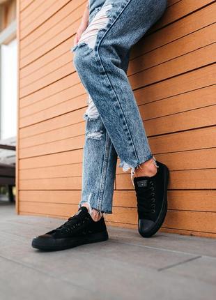 Converse total black low женские летние низкие чёрные кеды унисекс конверс жіночі літні чорні кеди2 фото