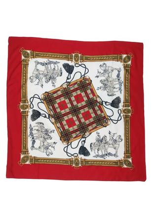 Винтажный красный платок в стиле hermes, каре (84×84)2 фото