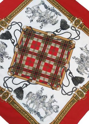 Винтажный красный платок в стиле hermes, каре (84×84)3 фото
