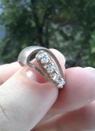 Винтажное серебряное кольцо с фианитами цирконием 925 проба