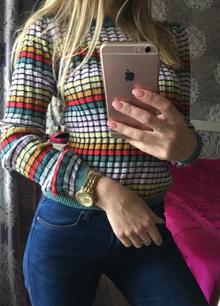 Полосатый свитер с золотой, люриксовой нитью