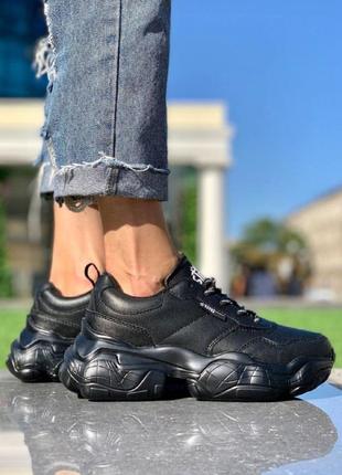 Жіночі кросівки шнурок чб чорні6 фото