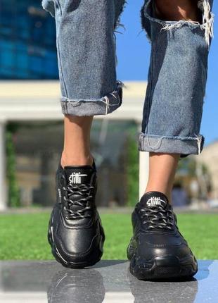 Жіночі кросівки шнурок чб чорні2 фото