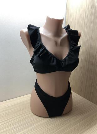 Шикарный купальник бразилианы с оборками рюшами высокая посадка талия 🖤