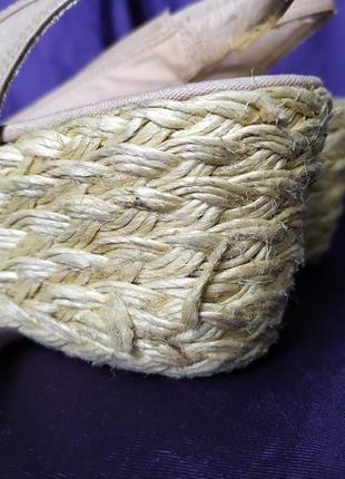 Бежеві тканинні босоніжки еспадрільї на плетеній джутової танкетці catrin, ralph lauren3 фото