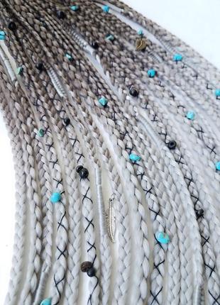 Афрорезинка косички на резинке афрохвост омбре коричневая серая шиньйон хвост парик дреды